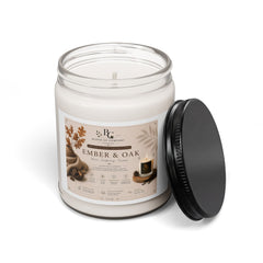 Ember & Oak Scented Soy Candle — 9oz Aromatherapy Candle (Warm Amber, Oak & Vanilla)