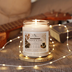 Ember & Oak Scented Soy Candle — 9oz Aromatherapy Candle (Warm Amber, Oak & Vanilla)