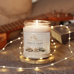 Soy Candle - Simple Light Scented 9oz | Calm, Clean Linen & Floral Home Fragrance