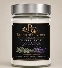 White Sage & Lavender Soy Candle — 9oz Jar (Calm & Relaxing)