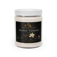 Velvet Vanille 9oz Soy Candle — Scented Jar Candle with White Lid