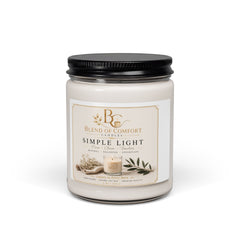Soy Candle - Simple Light Scented 9oz | Calm, Clean Linen & Floral Home Fragrance