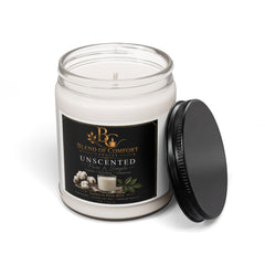 Unscented Soy Candle 9oz — Clean-Burning Jar Candle for Sensitive Noses & Home Ambience