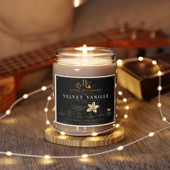 Velvet Vanille 9oz Soy Candle — Scented Jar Candle with White Lid