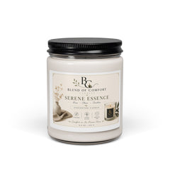 Serene Essence 9oz Scented Soy Candle — Calming Linen & Chamomile Aromatherapy