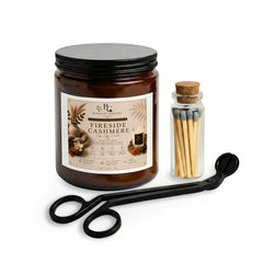 Fireside Cashmere Candle Set — Scented Soy Jar with Matches & Wick Trimmer