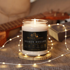 Silken Hollow Soy Candle — 9oz Scented Jar, Luxury Cozy Home Fragrance