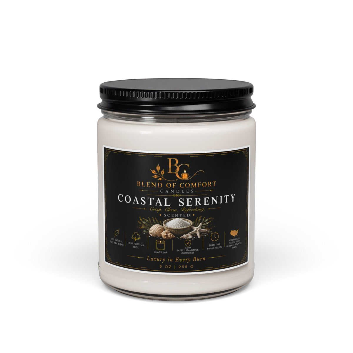 Coastal Serenity Scented Soy Candle — 9oz Relaxing Beach Fragrance
