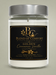 Golden Cinnamon Vanilla Soy Candle — 9oz Luxury Jar