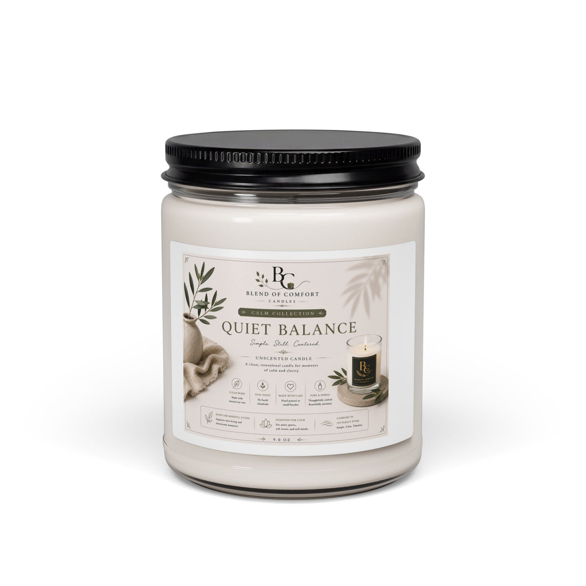 Quiet Balance Scented Soy Candle — 9oz Aromatherapy Candle for Relaxation & Stress Relief