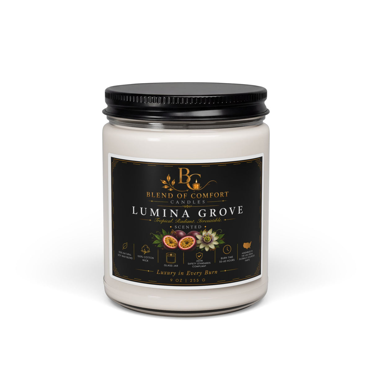9oz Lumina Grove Scented Soy Candle — Floral Citrus Aromatherapy Jar