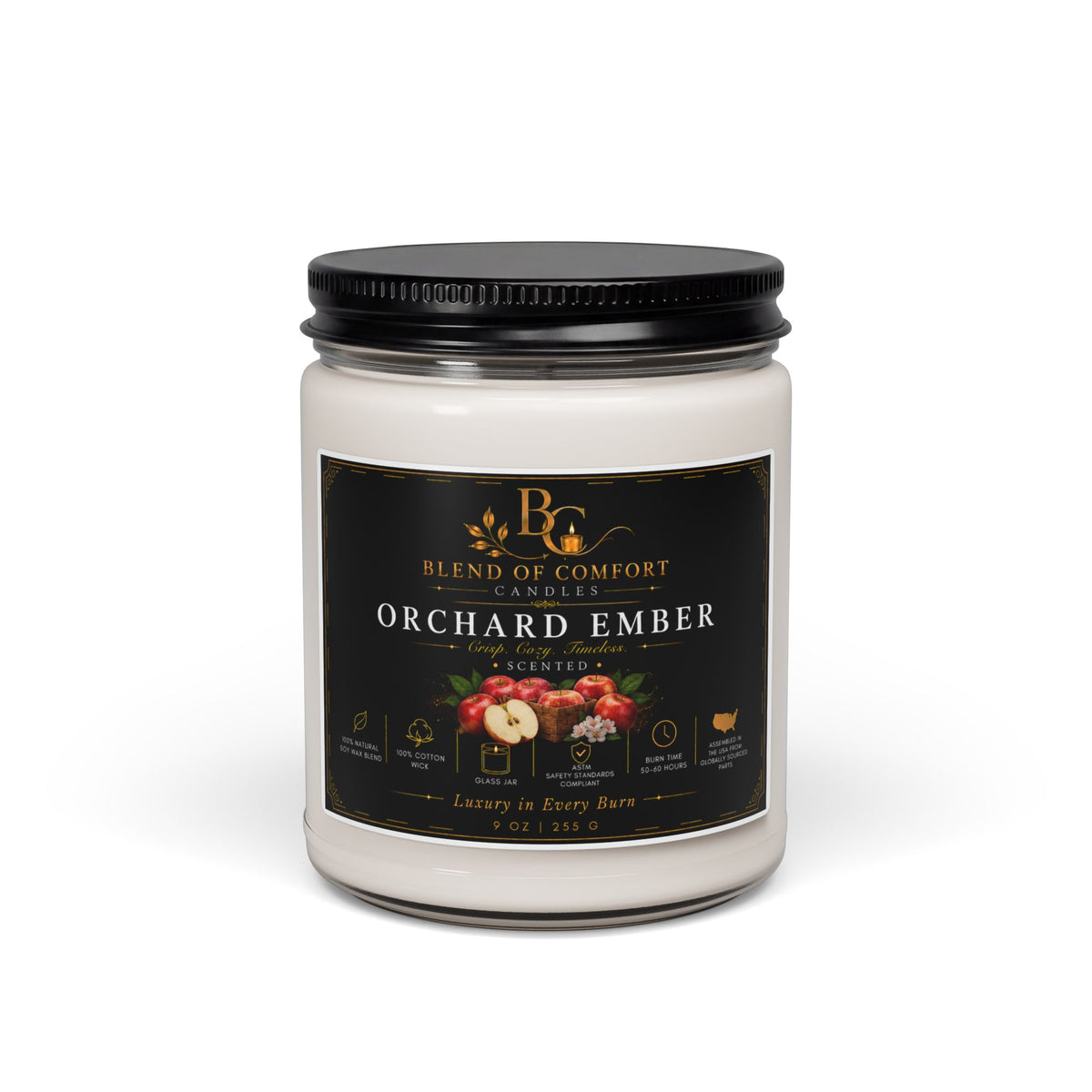 Orchard Ember Scented Soy Candle — 9oz Autumn Apple & Warm Ember Fragrance