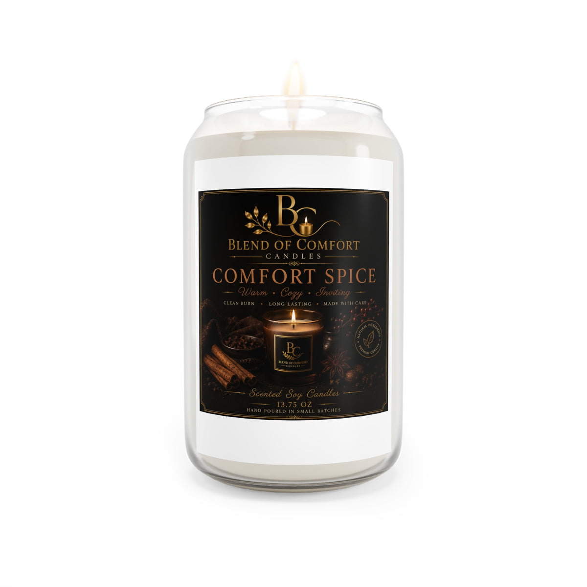 Comfort Spice Soy Candle – 13.75 oz Scented Jar (Warm Cinnamon & Clove)