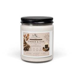Ember & Oak Scented Soy Candle — 9oz Aromatherapy Candle (Warm Amber, Oak & Vanilla)