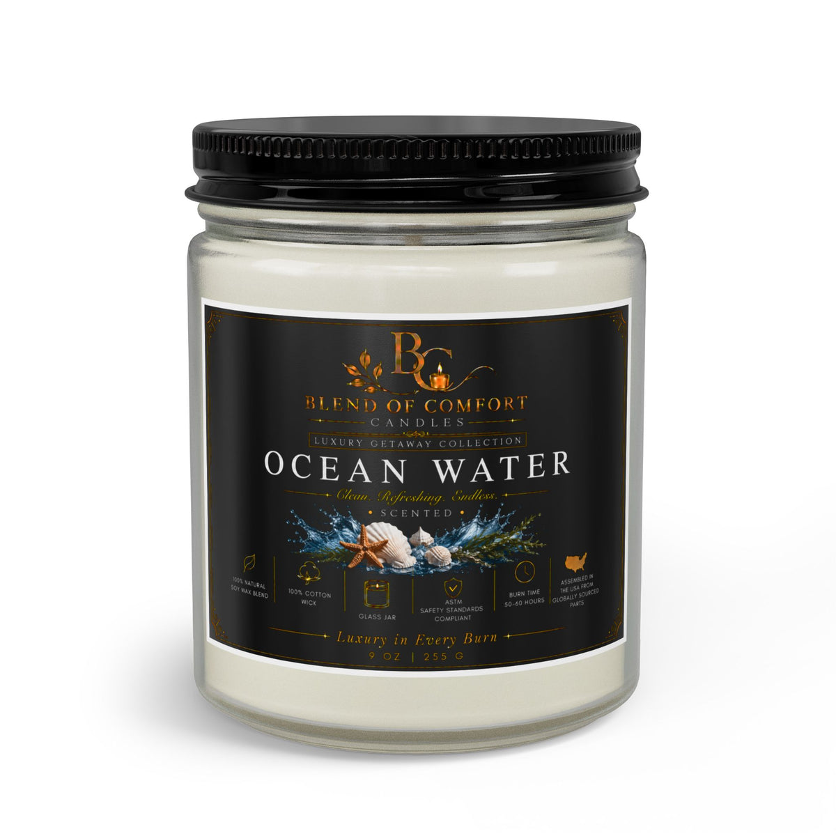 Ocean Water Candle Set — Scented Jar Candle with Matches & Wick Trimmer